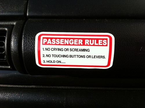 Funny passenger rules sticker - passenger,